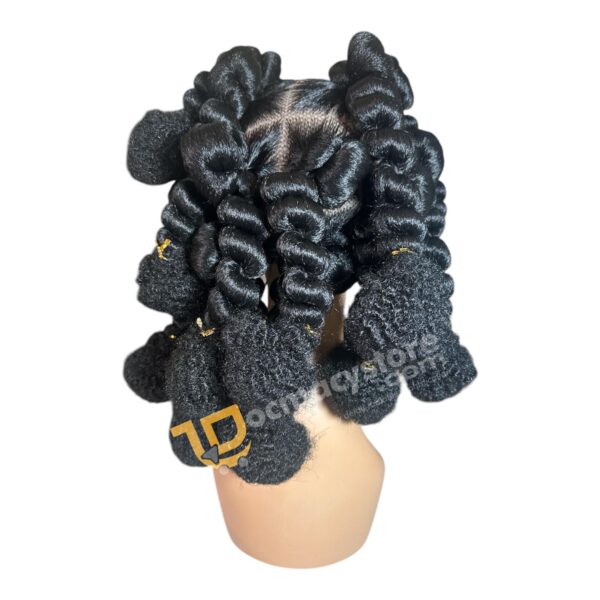 The Regal Curl Crown, a full lace braided wig featuring bold, sculpted curls in a deep black shade. - Image 3