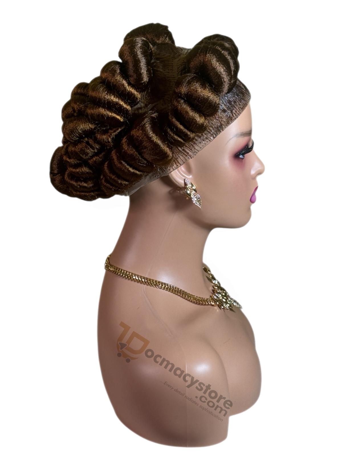 Sunmoko Braid Wig – Golden Brown Double-Side Loops - Image 3