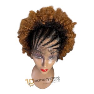 Afro Kinky Curly Full Lace Braided Wig, with front baby hair lace.