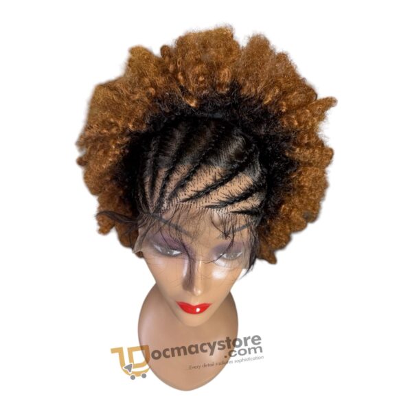 Afro Kinky Curly Full Lace Braided Wig, with front baby hair lace.