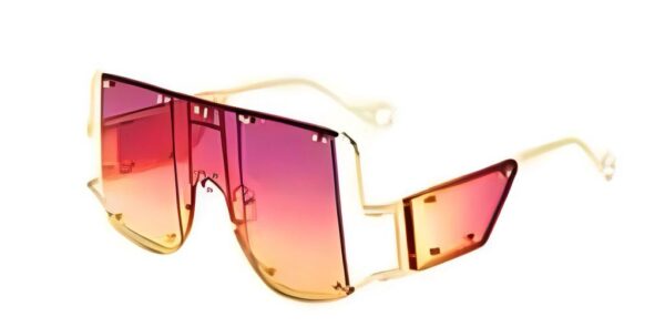 Gold / Purple Yellow  Luxury Mirror Shades with Metal Rivet Detail