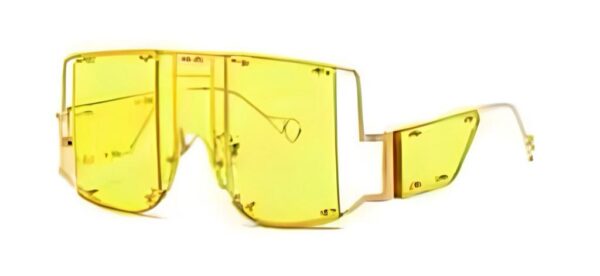 Gold / Yellow Luxury Mirror Shades with Metal Rivet Detail
