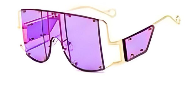 Violet Luxe Gold/Purple  Luxury Mirror Shades with Metal Rivet Detail