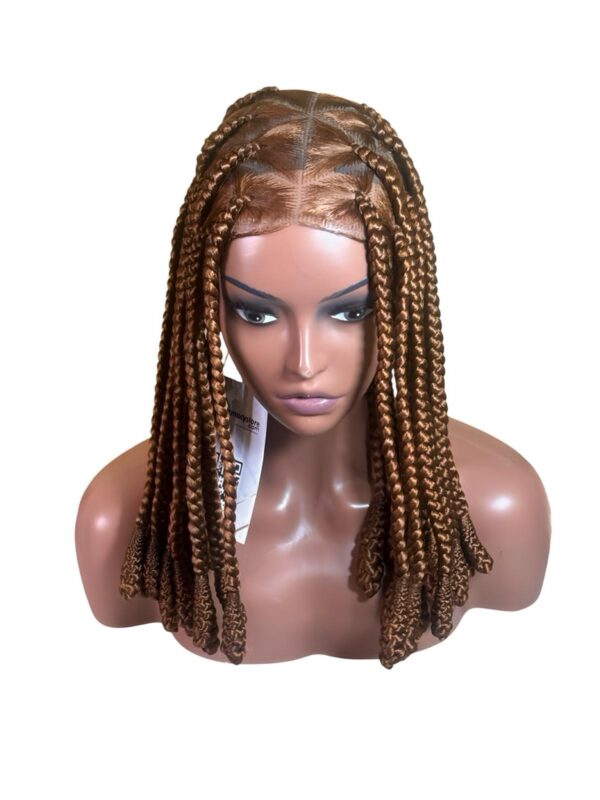Brown Braided Wig with Baby Hair – Medium Length - Image 4