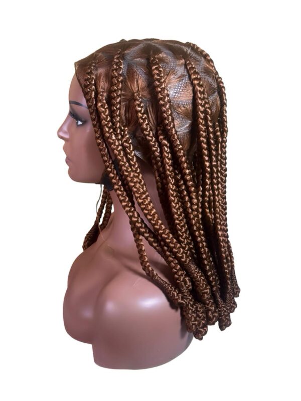 Brown Braided Wig with Baby Hair – Medium Length - Image 2