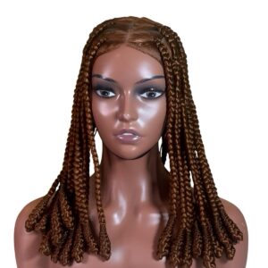Brown Braided Wig with Baby Hair – Medium Length
