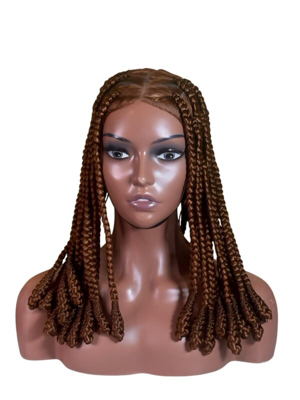 Brown Braided Wig with Baby Hair – Medium Length