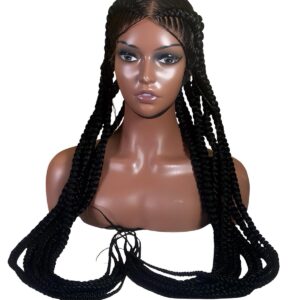 Classic Cornrow Braided Wig – Jet Black with Baby Hair
