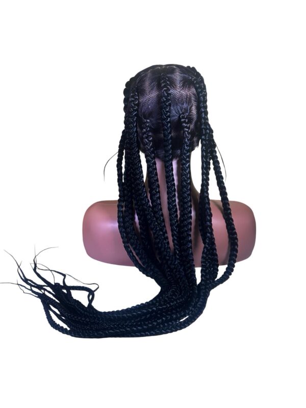 Classic Cornrow Braided Wig – Jet Black with Baby Hair - Image 4