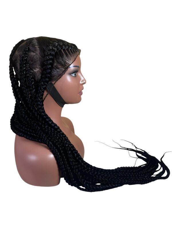 Classic Cornrow Braided Wig – Jet Black with Baby Hair - Image 2