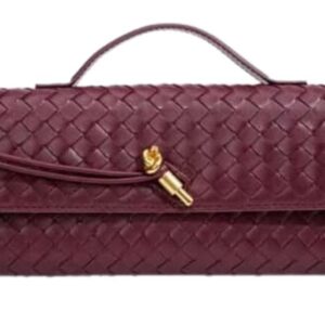 Burgundy Woven Leather Clutch