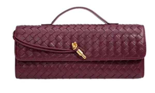 Burgundy Woven Leather Clutch