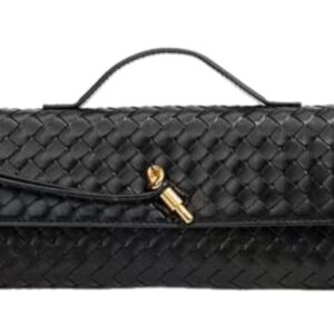 Coffee Woven Leather Clutch