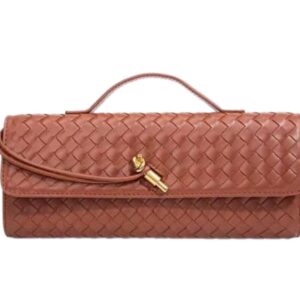 Tan Woven Leather Clutch