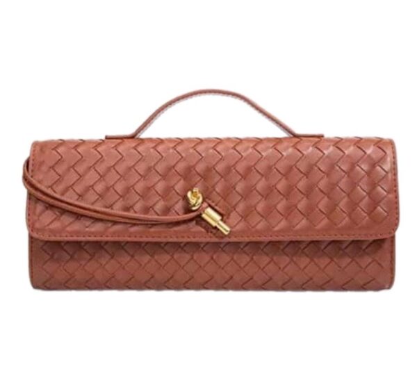 Tan Woven Leather Clutch