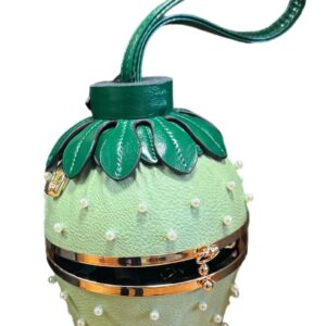 Mint Green Pearl-Studded Strawberry Bag