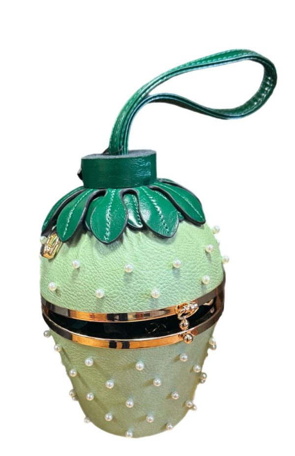 Mint Green Pearl-Studded Strawberry Bag