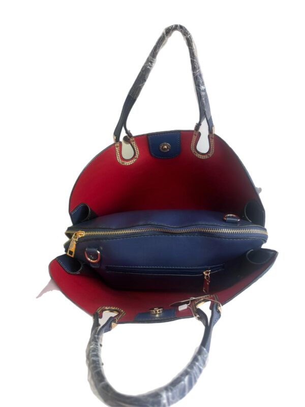 Navy Blue Croc-Effect Structured Tote - Image 2