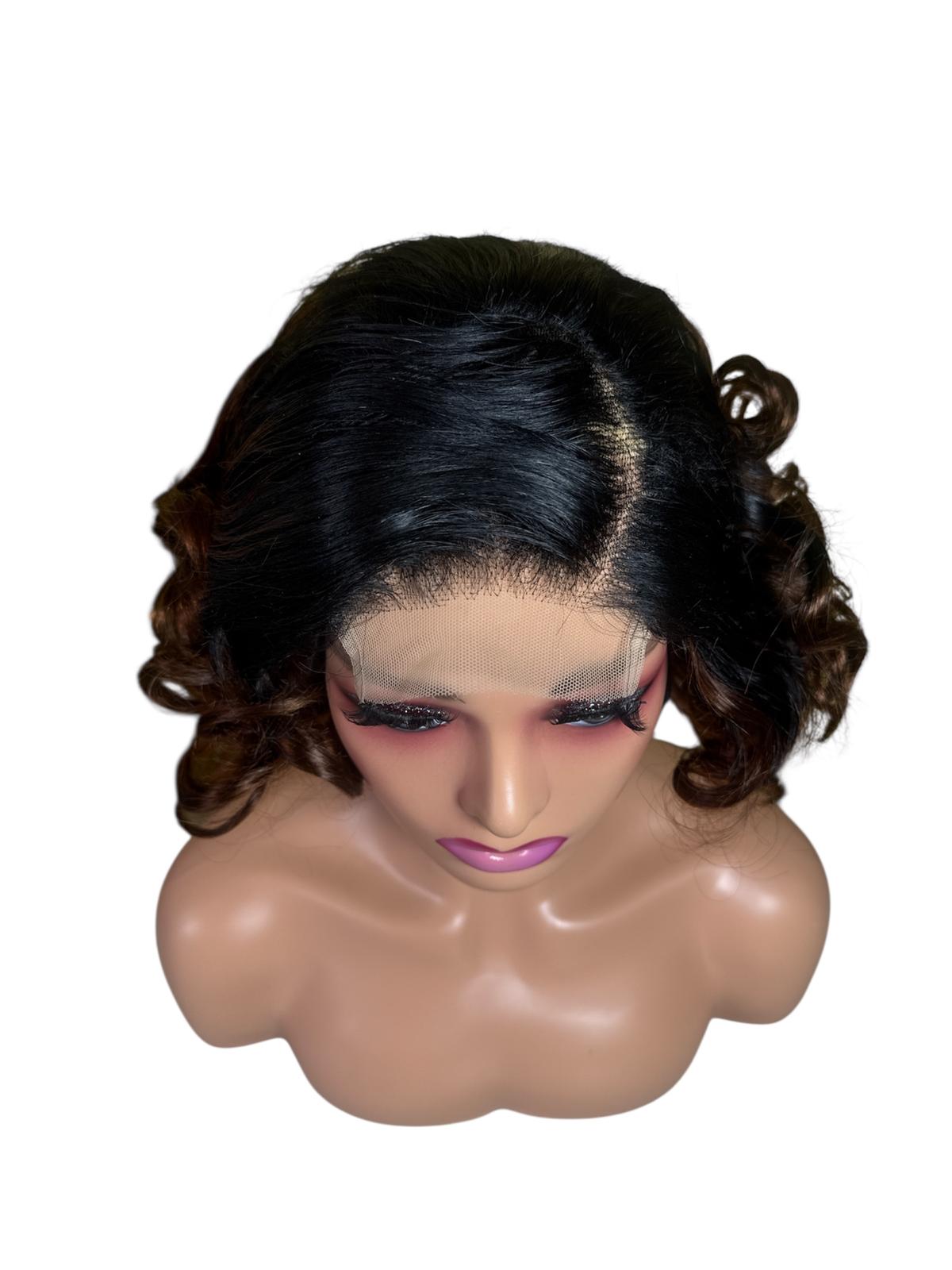 5x5 Bounce Wig – 12” Dark Root with Brown Highlights - Image 2