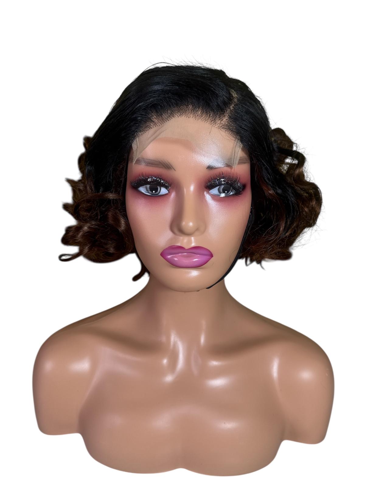 5x5 Bounce Wig – 12” Dark Root with Brown Highlights - Image 5