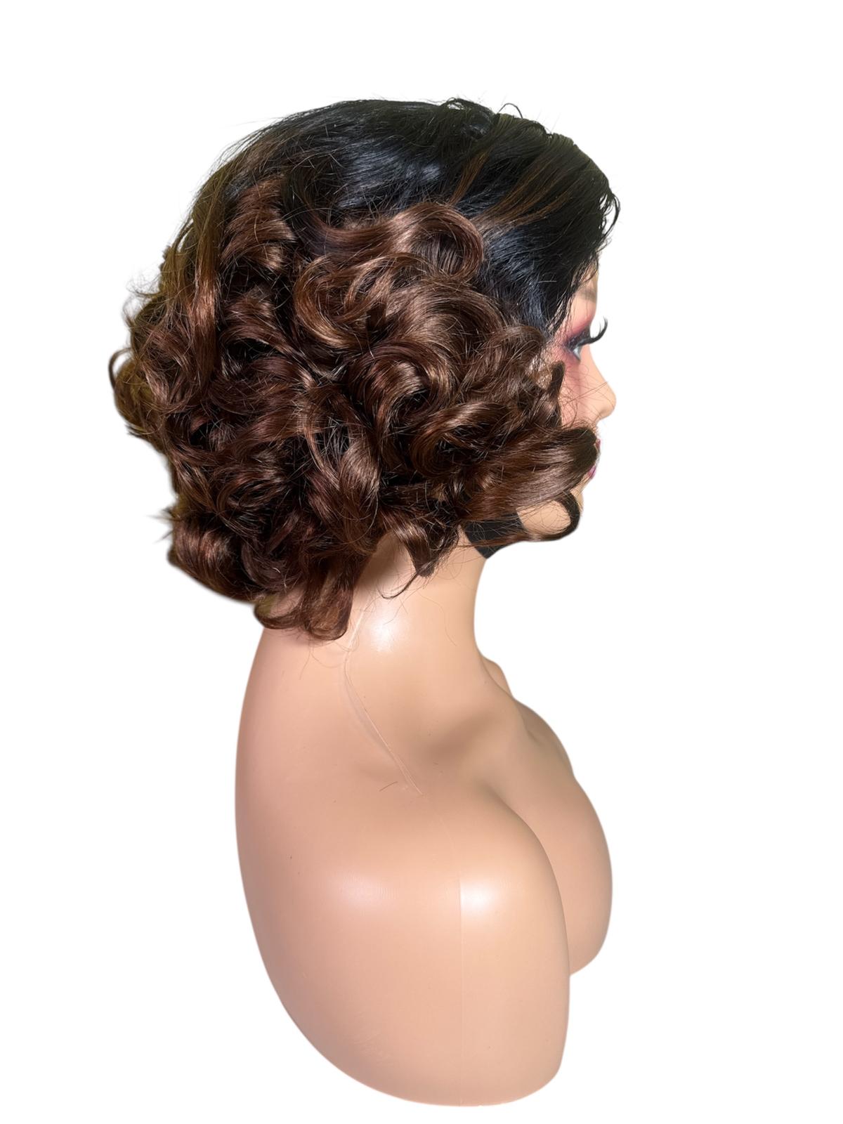 5x5 Bounce Wig – 12” Dark Root with Brown Highlights - Image 4