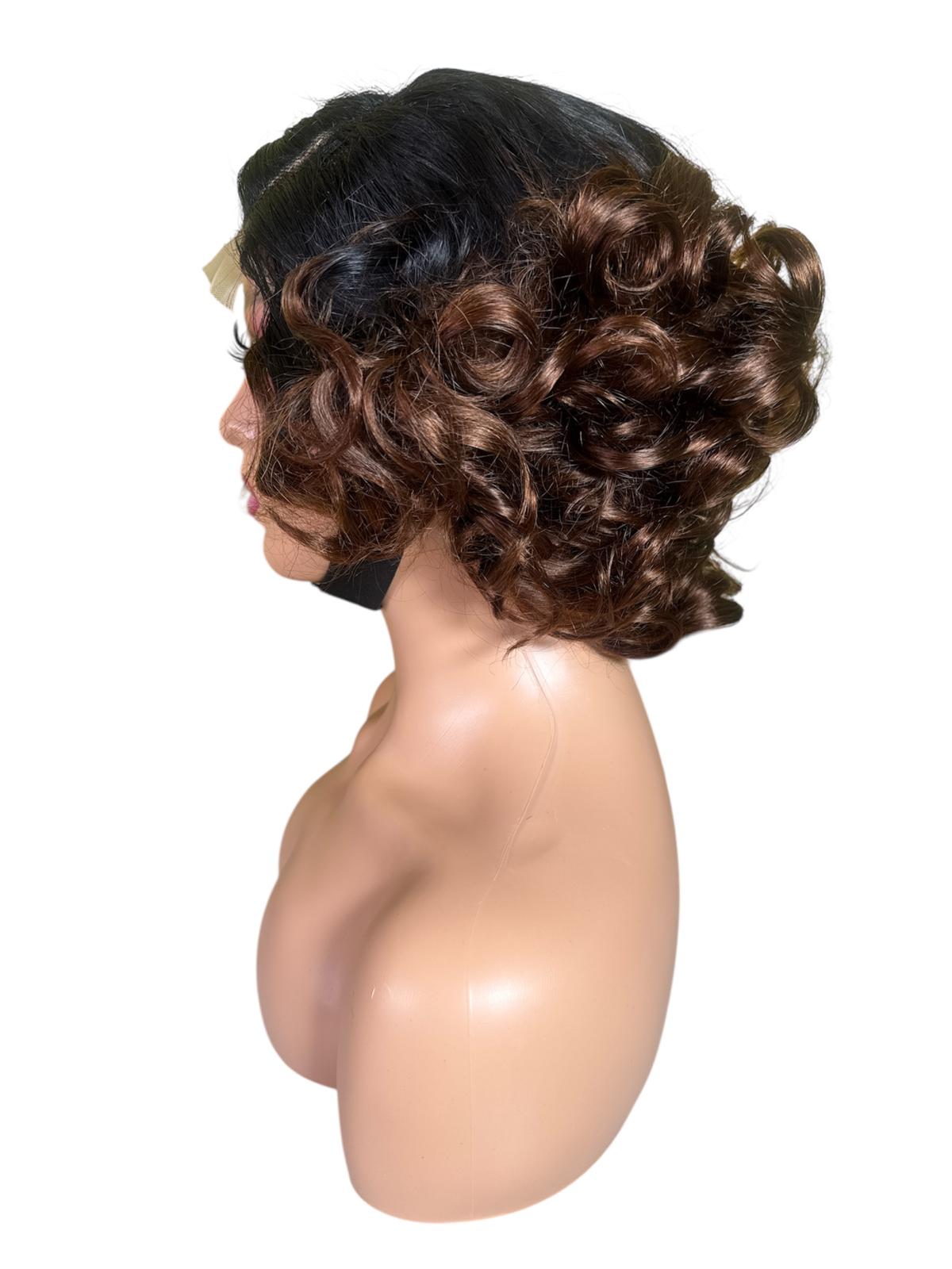 5x5 Bounce Wig – 12” Dark Root with Brown Highlights - Image 6