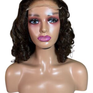 14” Bouncy Curly 5×5 Lace Wig – Black & Warm Brown Blend