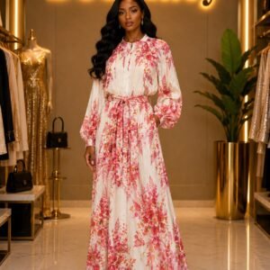 Elegant Floral Maxi Shirt dress