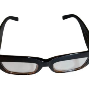 Black Rectangular Eyeglasses – Leopard Inner Rim / Clear Lenses 
