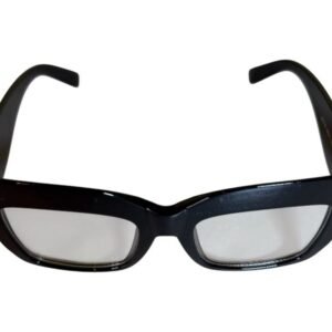 Black Rectangular Eyeglasses – Leopard Inner Rim / Clear Lenses