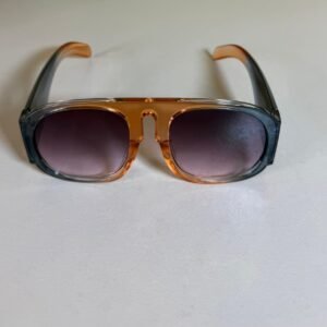 Retro Aviator Sunglasses – Amber & Smoke Grey Gradient Frame