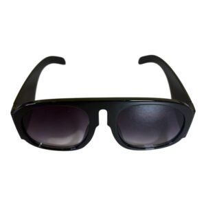 Glossy Black Rectangular Sunglasses – Purple Gradient Lenses