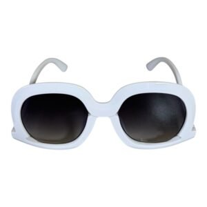 White Oversized Round Sunglasses – Smoke Gradient Lenses