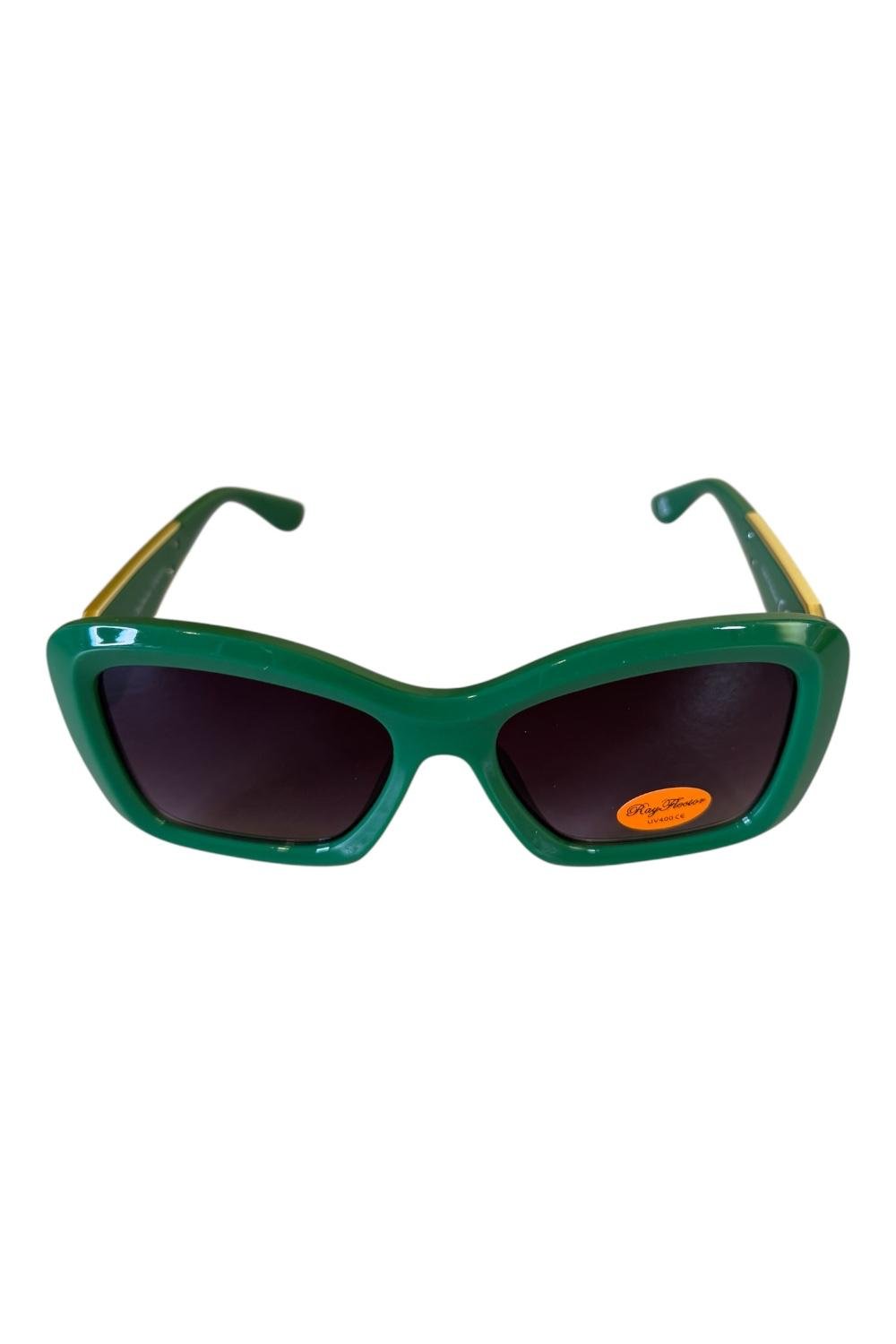 Green Cat-Eye Sunglasses – Gold Detail Temples (Rayflector)