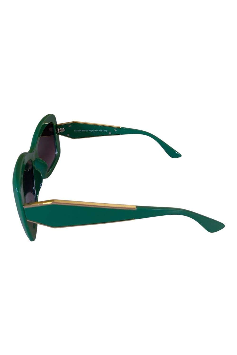 Green Cat-Eye Sunglasses – Gold Detail Temples (Rayflector) - Image 2