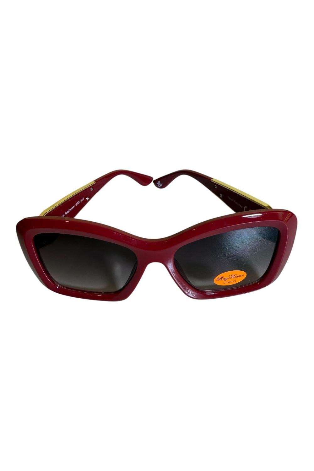 Burgundy Cat-Eye Sunglasses – Dark Tint Lenses (Rayflector) - Image 3