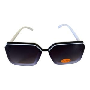 White Geometric Hexagon Sunglasses – Grey Gradient Lenses (Rayflector)