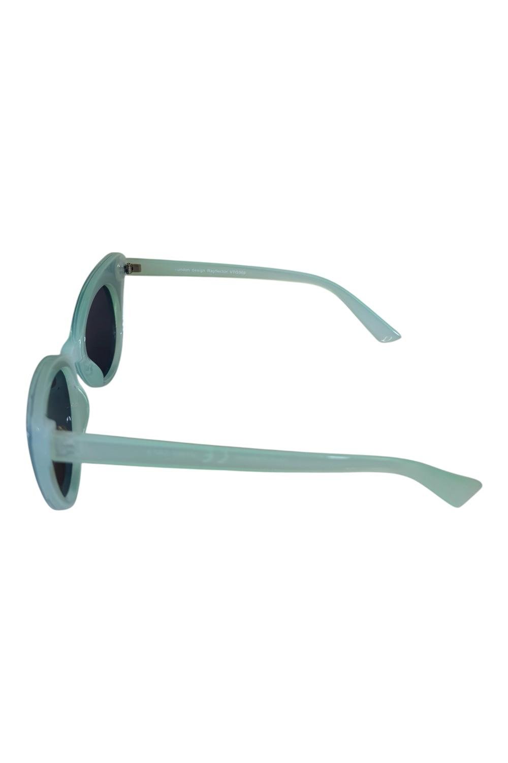 Mint Green Oval Cat-Eye Sunglasses – Dark Blue Lenses (Rayflector) - Image 2