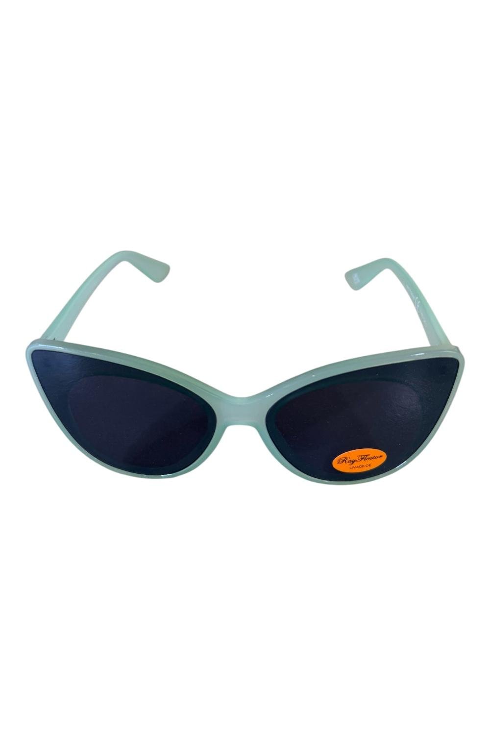 Mint Green Oval Cat-Eye Sunglasses – Dark Blue Lenses (Rayflector)