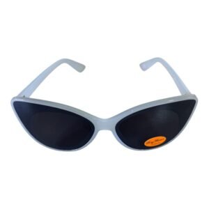 White Oval Cat-Eye Sunglasses – Dark Blue Lenses (Rayflector) 