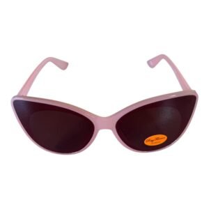 Pastel Pink Oval Cat-Eye Sunglasses – Burgundy Tint Lenses