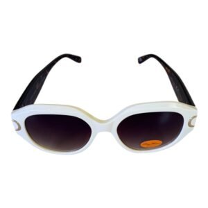 Cream Oval Cat-Eye Sunglasses – Brown Gradient Lenses (Rayflector)