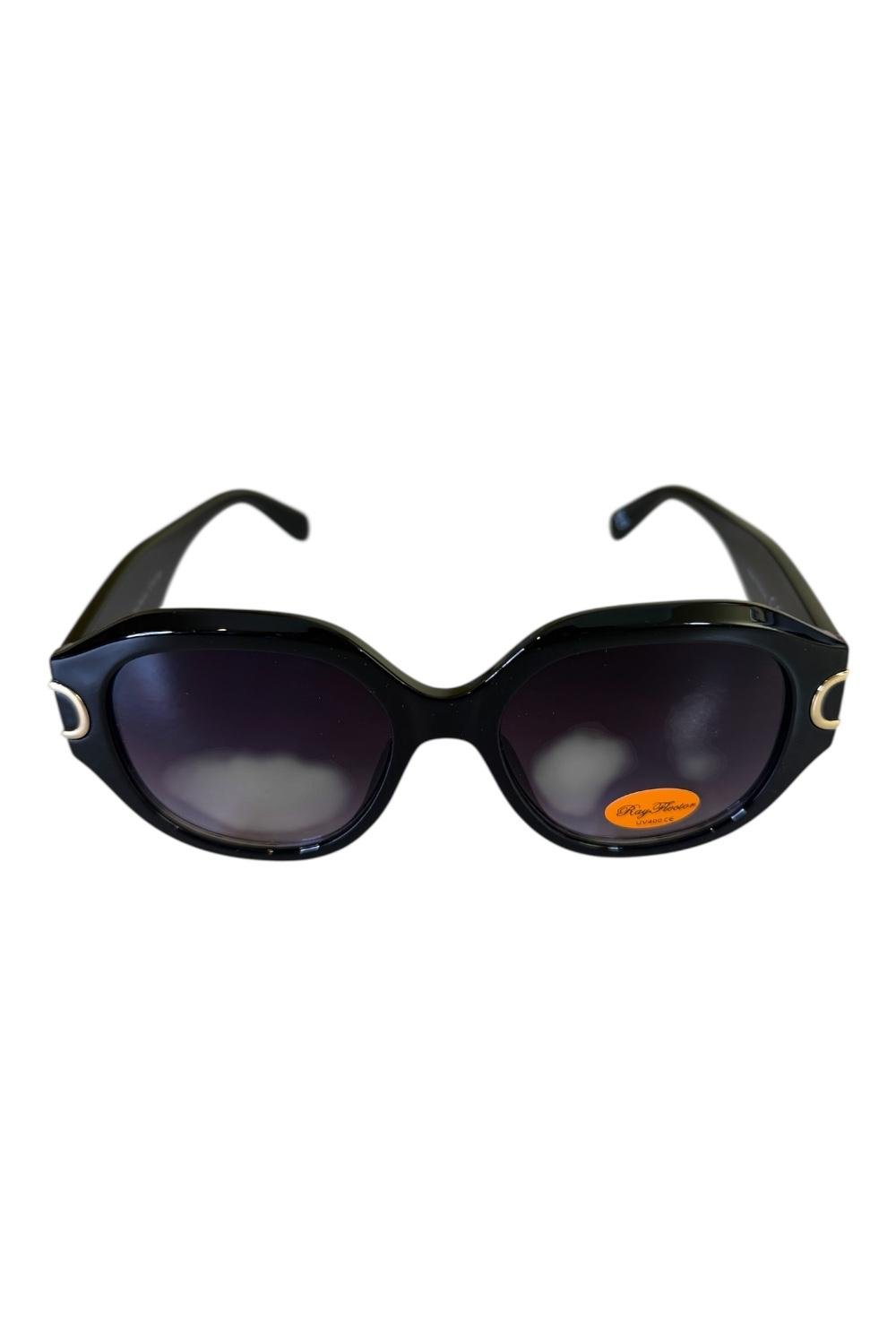 Black Oval Vintage Sunglasses – Brown Gradient Lenses (Rayflector)