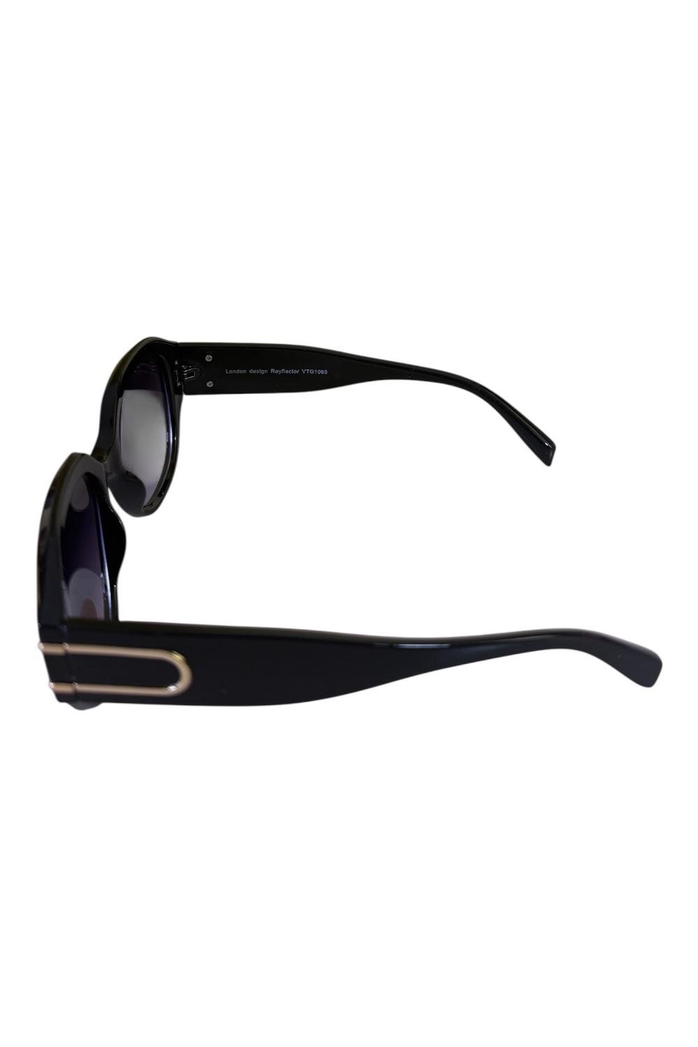 Black Oval Vintage Sunglasses – Brown Gradient Lenses (Rayflector) - Image 2