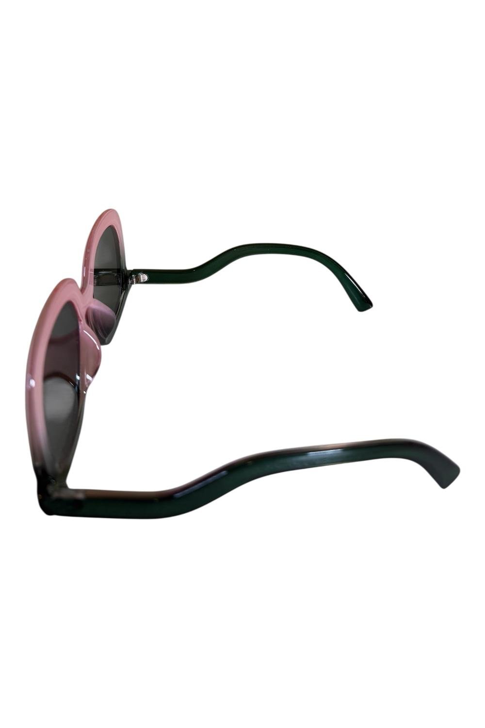 Pink & Forest Green Oversized Round Sunglasses – Smoke Gradient Lenses - Image 2