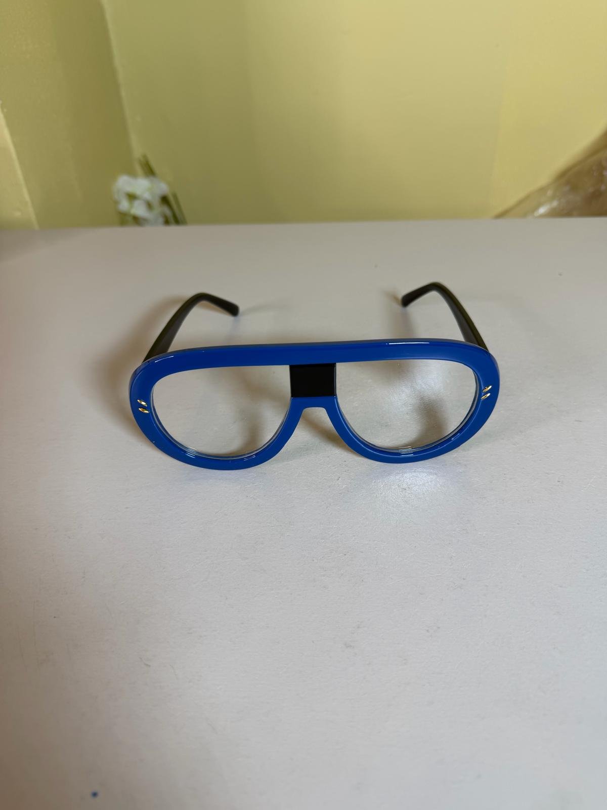Bold Blue Frame Clear Lens Glasses