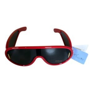 Royal Stallion Wraparound Shield Sunglasses – Glossy Red