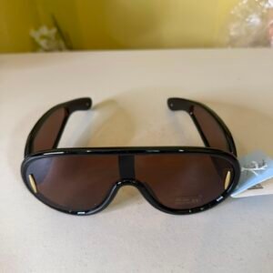 Royal Stallion Wraparound Shield Sunglasses – Glossy Black 