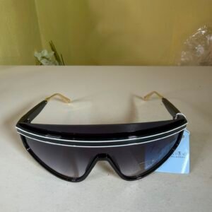 Royal Stallion Oversized Shield Sunglasses – Black & Gold-Tone