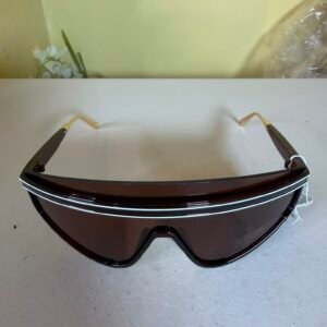 Royal Stallion Wraparound Shield Sunglasses – Brown & Gold-Tone